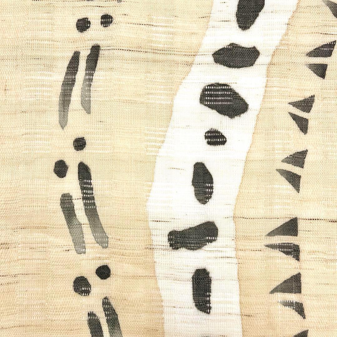 夏帯 名古屋帯 麻 抽象模様 鳥の子色 O-3727 | リユース着物わびさび 