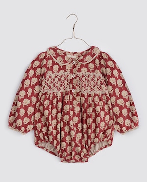 Little cotton clothes/Emilie smocked Romper - Myrtle Floral Berry