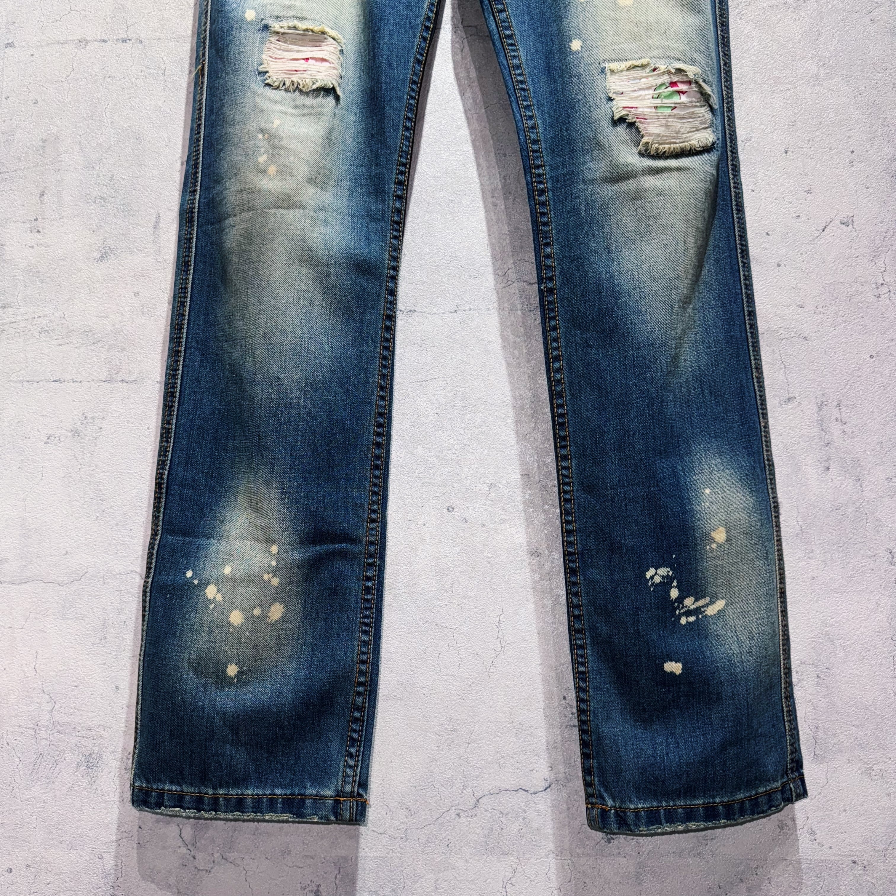 パンツ 00s dolce & gabbana damage denim y2k DOLCE&GABBANA 00s Crash Damage Denim - パンツ一 番 安い
