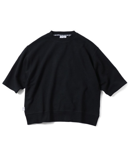 gym master ジムマスター 7分袖Tシャツ レディース ブロックインレーTシャツ 7分袖 カットソー G633763 ドロップショルダー 無地 カジュアル 春夏 ブラック(05)