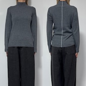 パイピングラインウール混リブknit/グレー
