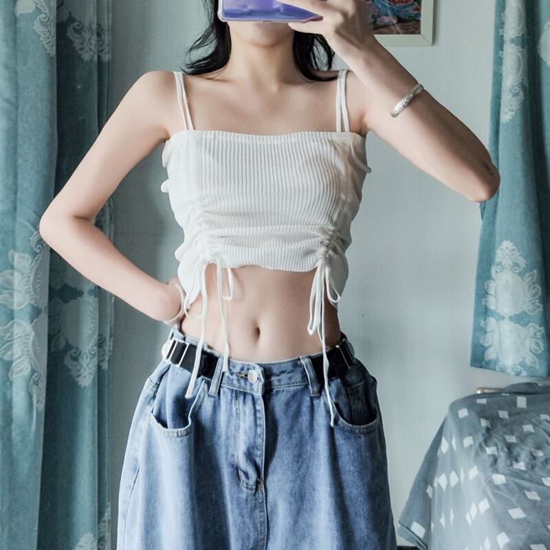 セクシーなニットインナーショートヒョナキャミソール女性2020年新夏アウターウェア薄い巾着トップのバージョン 萌量不足99960922982