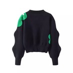 Floral print wave sleeve pullover sweater (ME167)