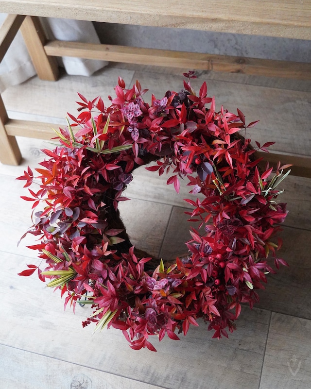 【植え込み作品】南天のリース35cm（送料込み）