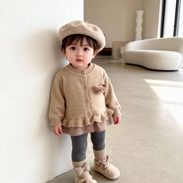 【BABY&KID】レイヤードチェックセーター＆レギンス