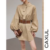 Stand Collar Volume Sleeve Dress