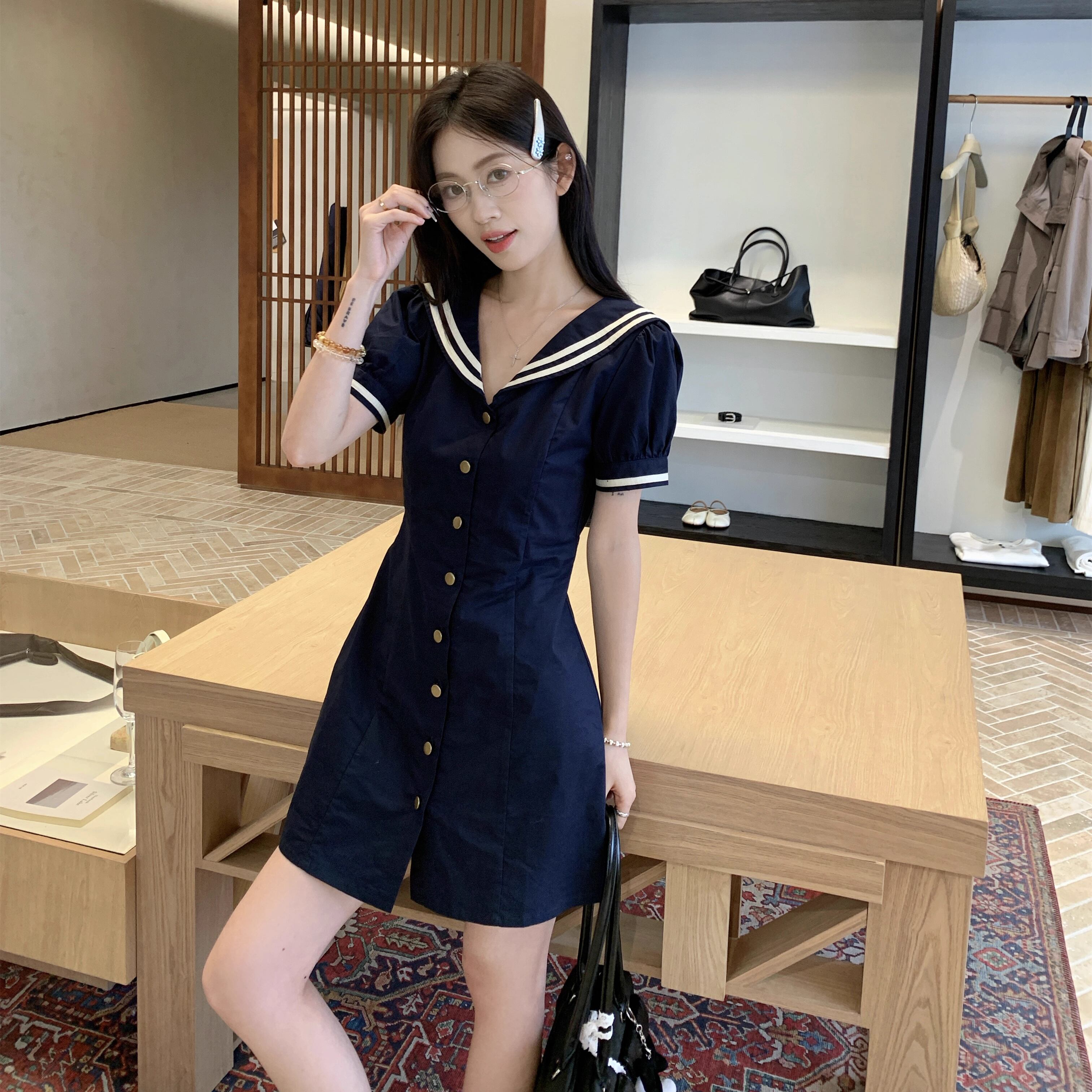 【dress】ボタンデザインワンピース M32582