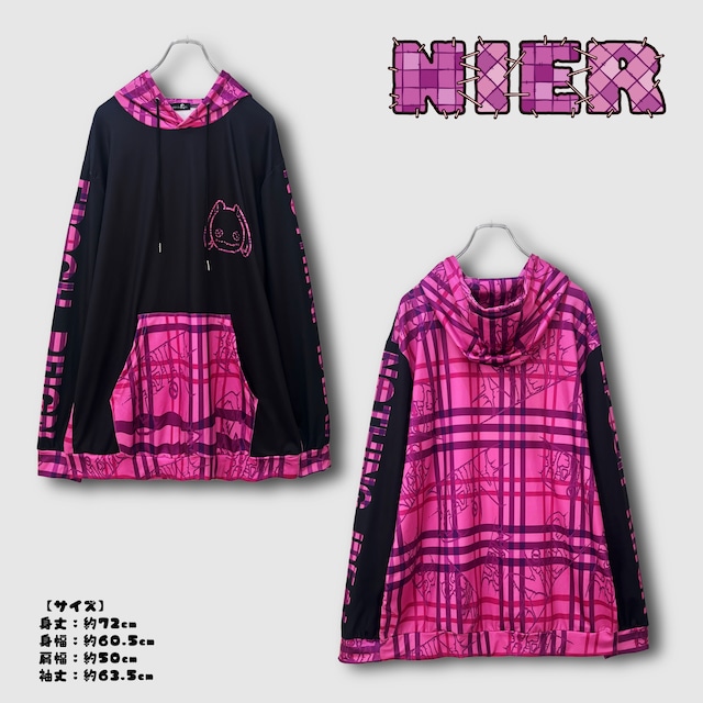 《NIERの日限定目玉大特価》PATCHWORK PINK CHECK HOODIE