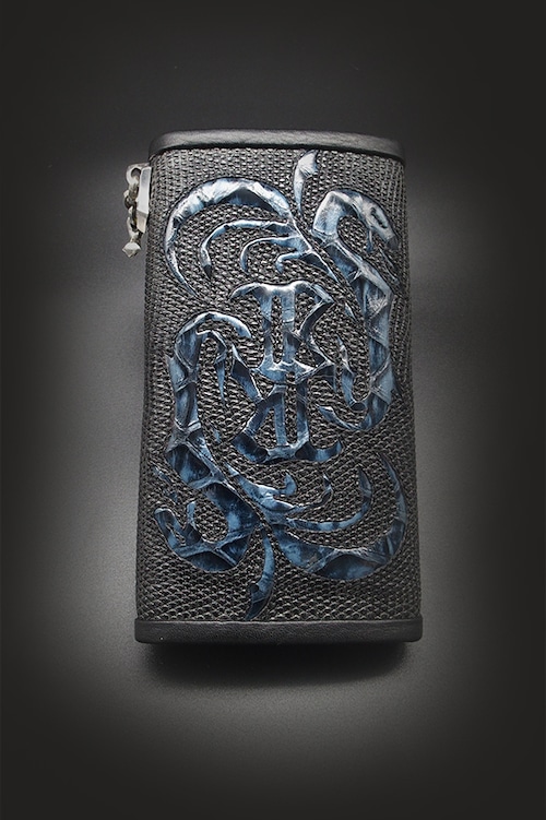 Item No.0421：Tear butt medium flap Wallet/Lizard BK