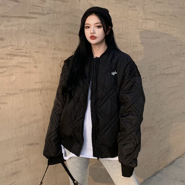 ジャケット コート アウター レディース シンプル ダウン かっこいい ロゴ マーク あったかい ブラック/ベージュ S/M/L