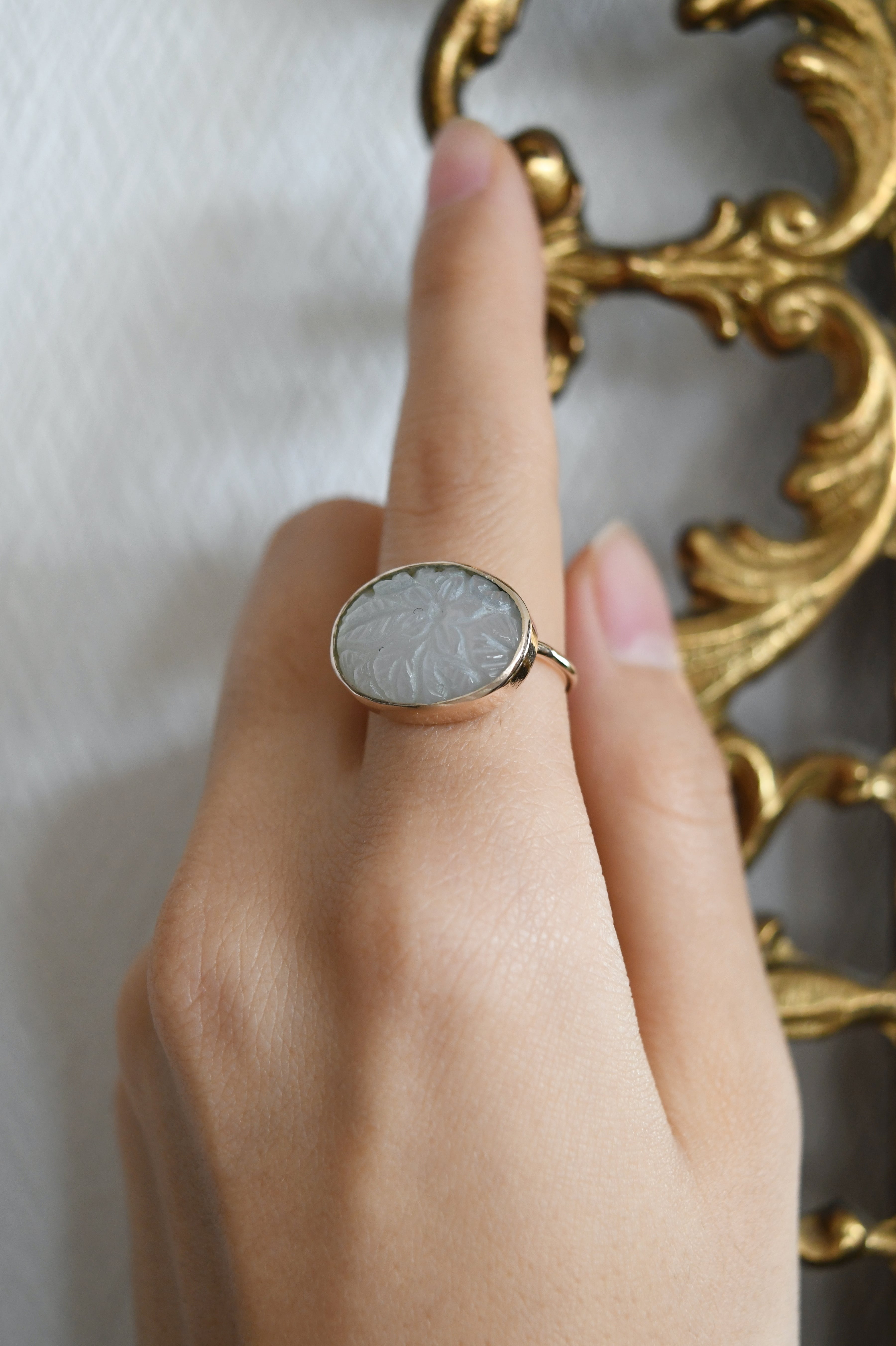 K10 Carving Moonstone Ring 10金カービングムーンストーンリング