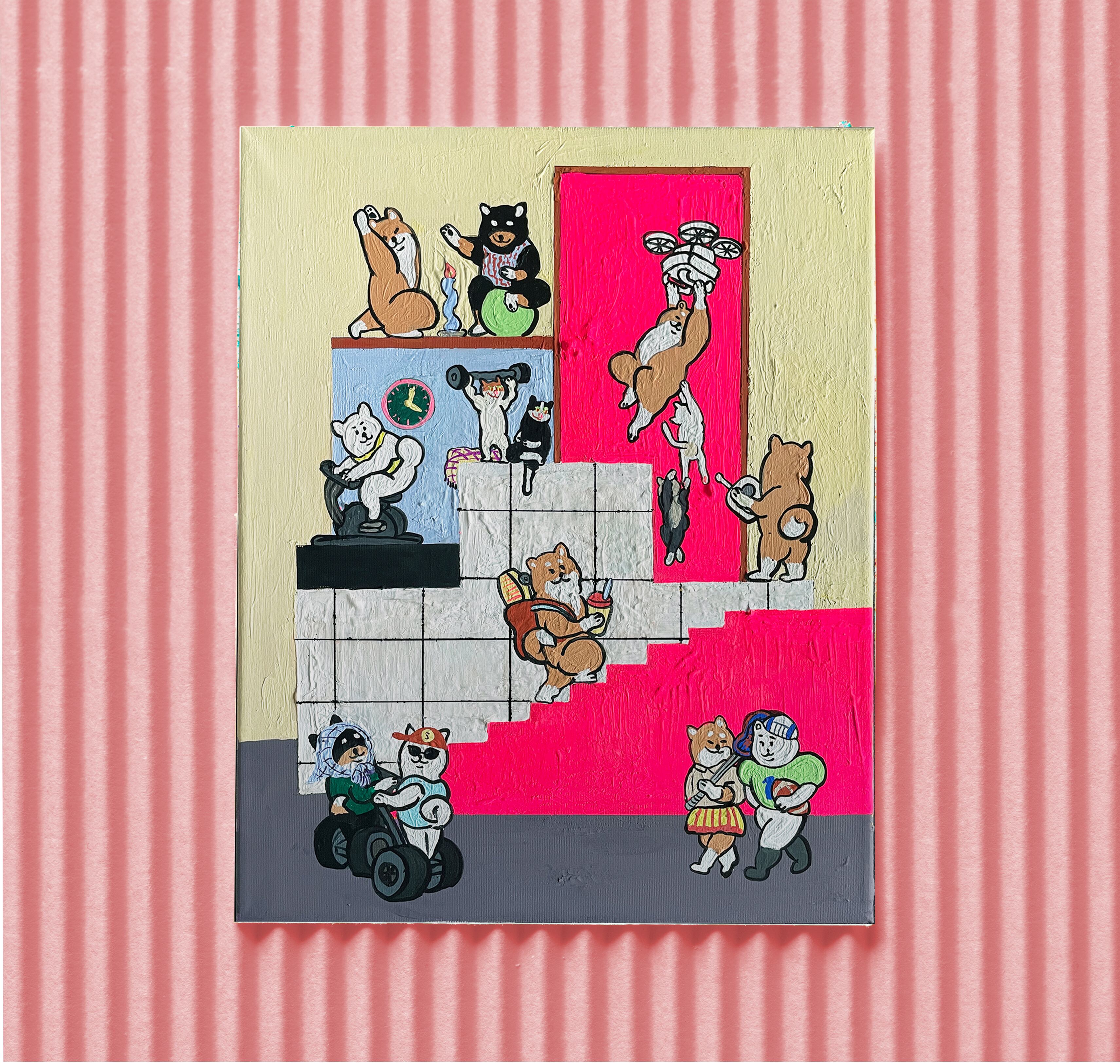 原画：6号】柴犬GYM・24時（Shiba Gym・24h） | Yoshie Moriuchi