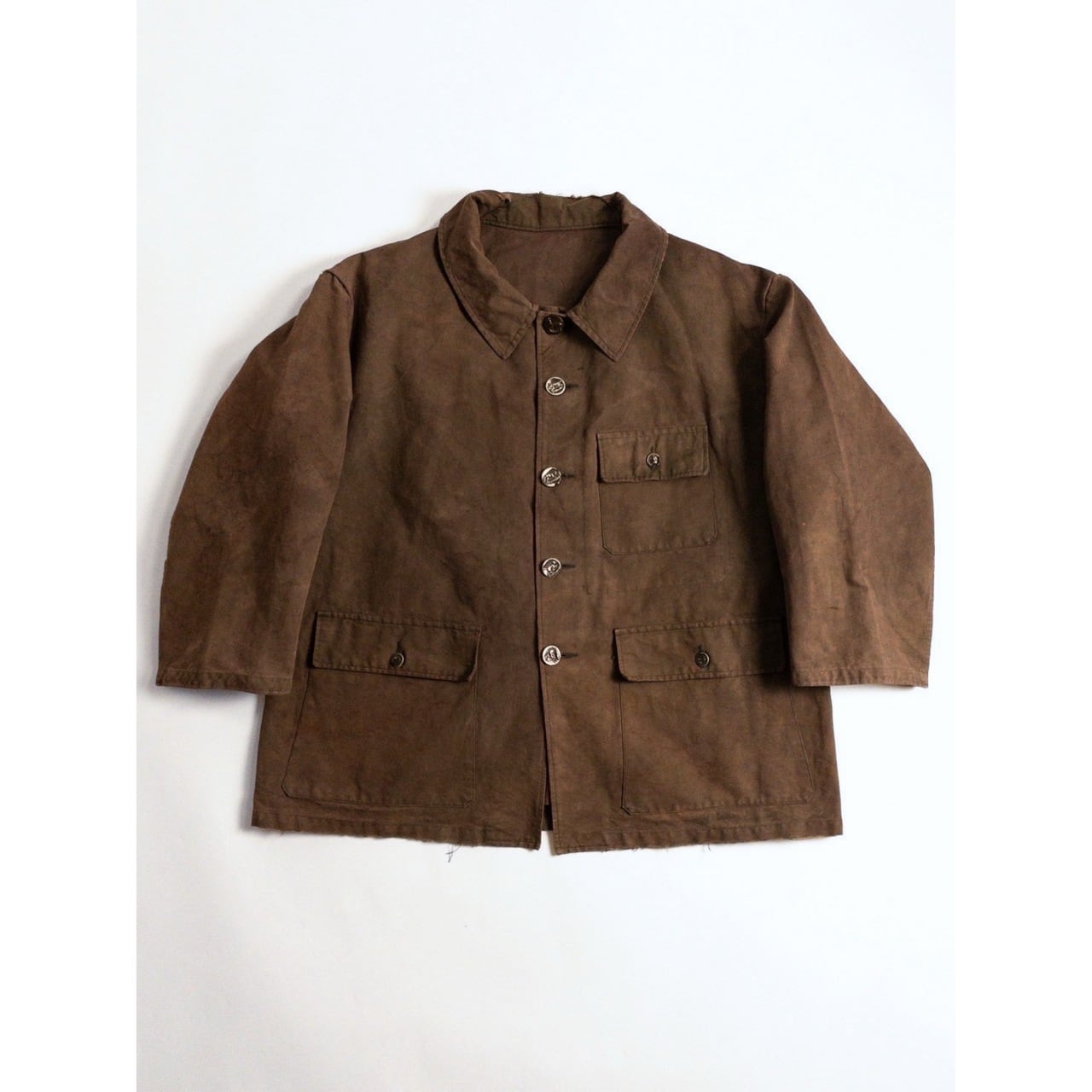 1940s "French Vintage" Brown Cotton Canvas Hunting Jacket