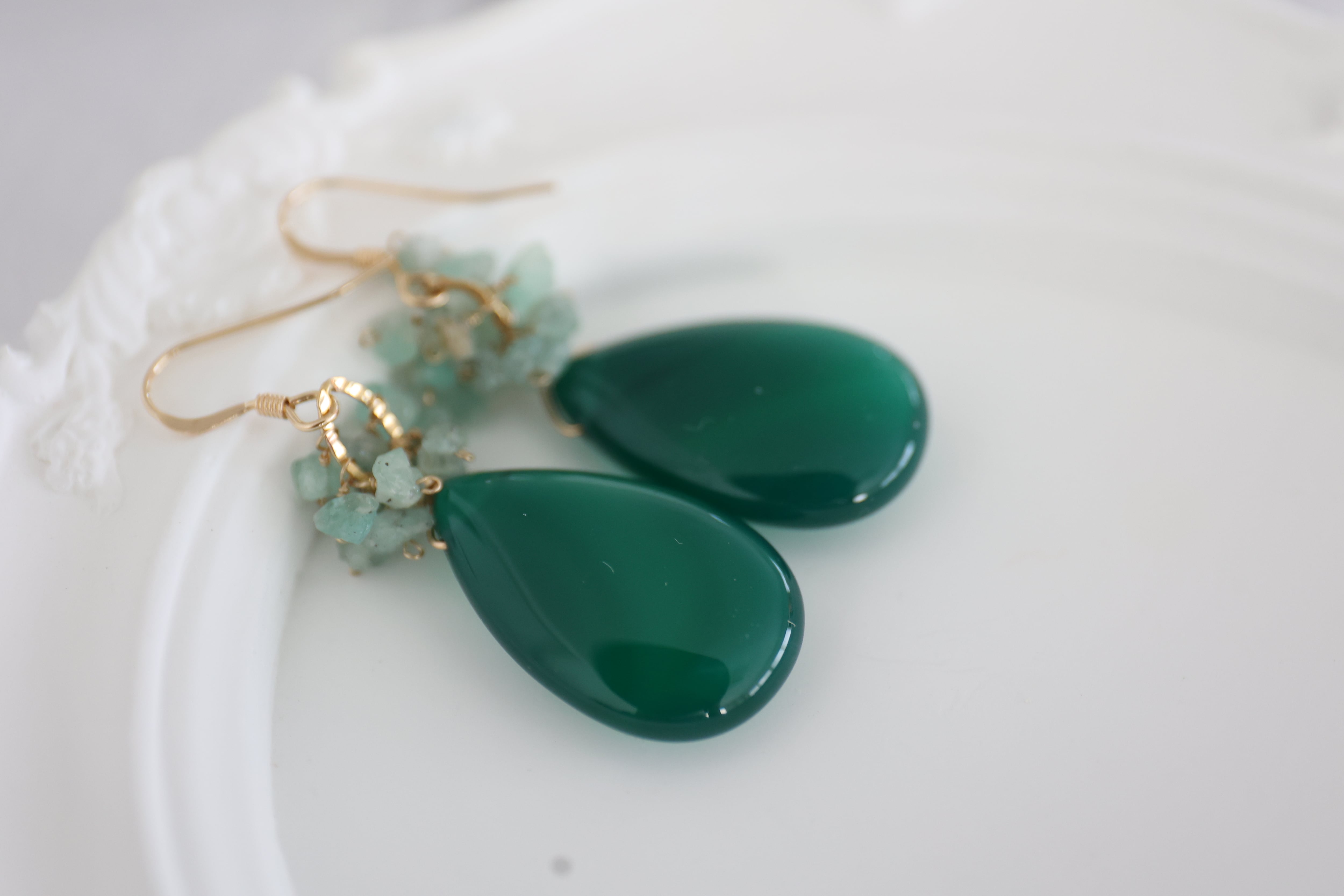 14KGF Green Agate×Mint Beryl pierce[kgf5568] | shaina