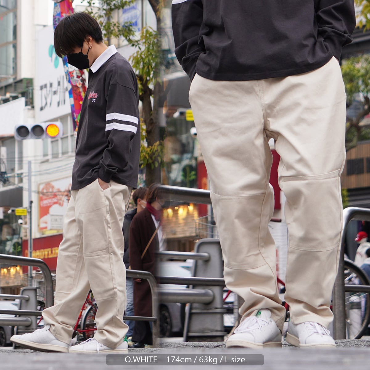 L パンツ ストリート ファッション スポーツ カジュアル 韓国 ベージュ