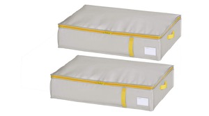 【努力特価】東和産業 ふとん収納 グレー 約14×70×50cm コンパクト優収納 アルファ 羽毛ふとん すきま用 2個セット