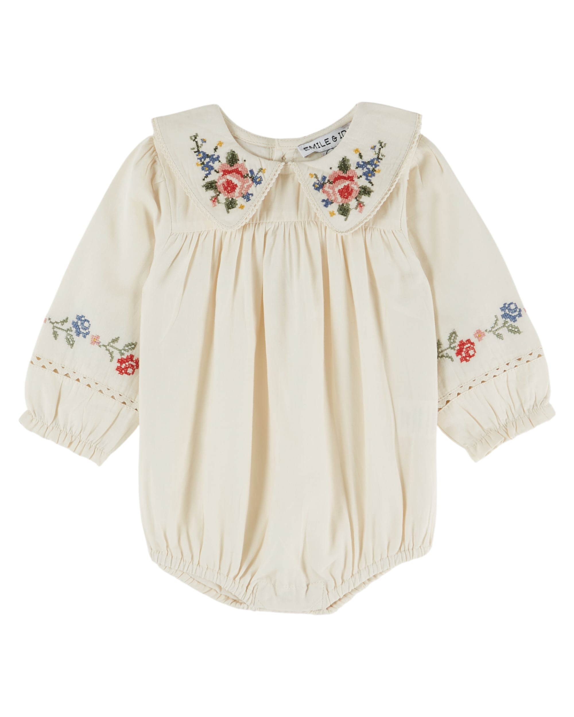 【Emile et Ida】Romper Ecru Cross Stitch / ECRU