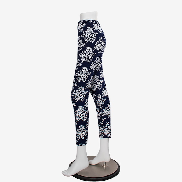 レギンス　ネイビーペイズリー１　Leggings Navy Paisley1