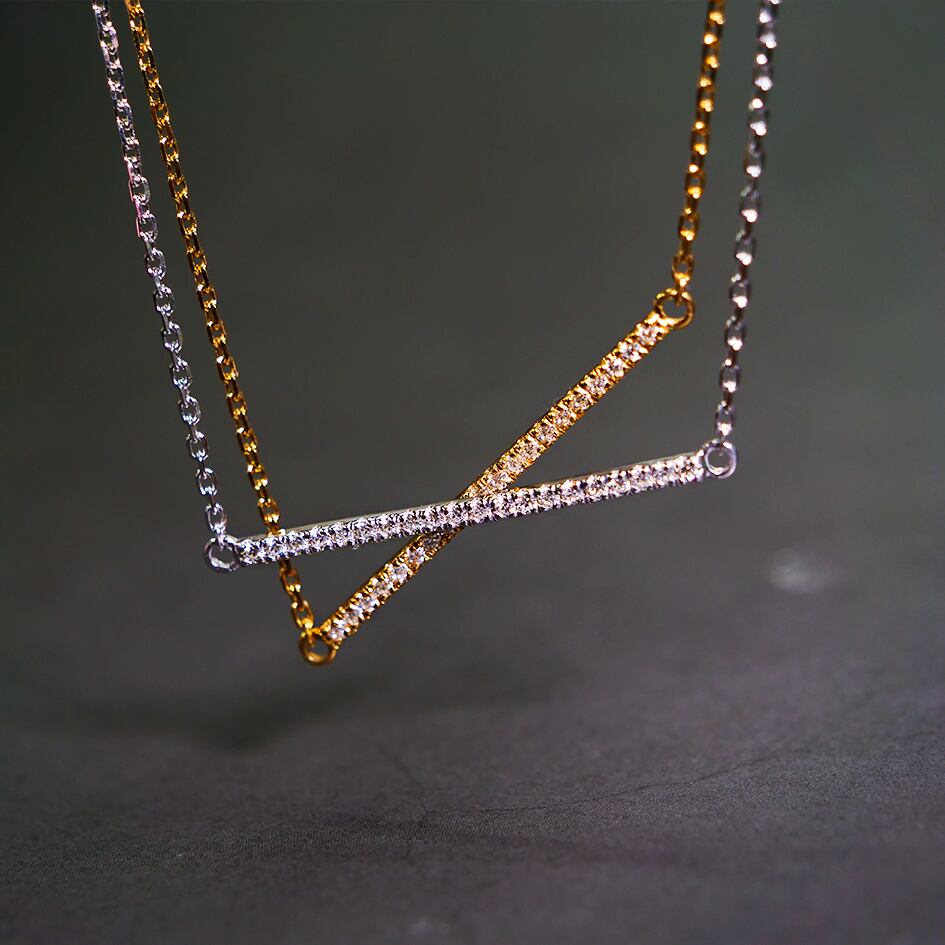 【バーネックレス】K18 Pt950 ネックレス ペンダント モアサナイト ダイヤモンド シンプルネックレス シンプルペンダント 18K Pt950 Pt850 K18 18金 プラチナ ネックレス