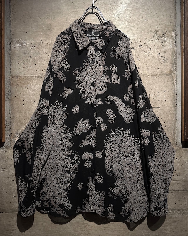 【Caka】Paisley × Flower Pattern Vintage Loose L/S Sheer Shirt