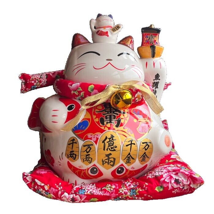 玉如意招き猫置物