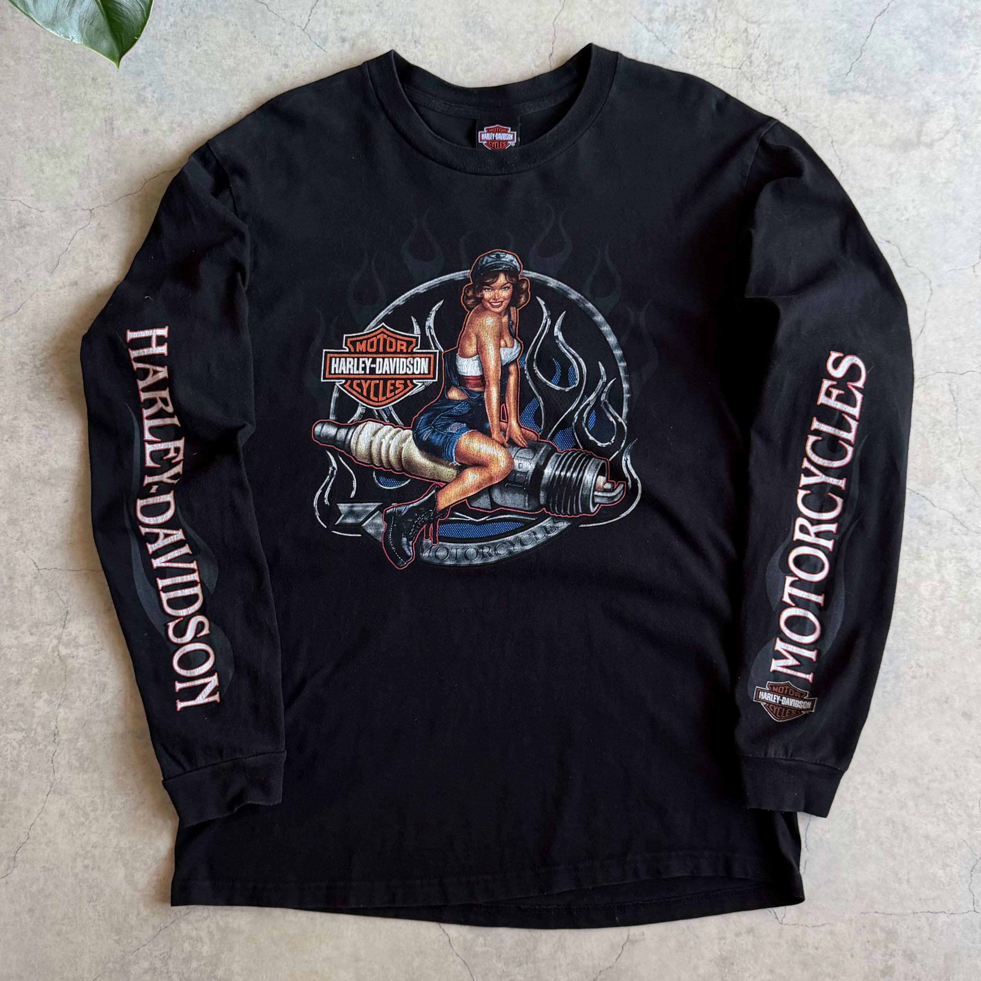 00's Harley-Davidson ロングスリーブTシャツ メンズL/XL ブラック