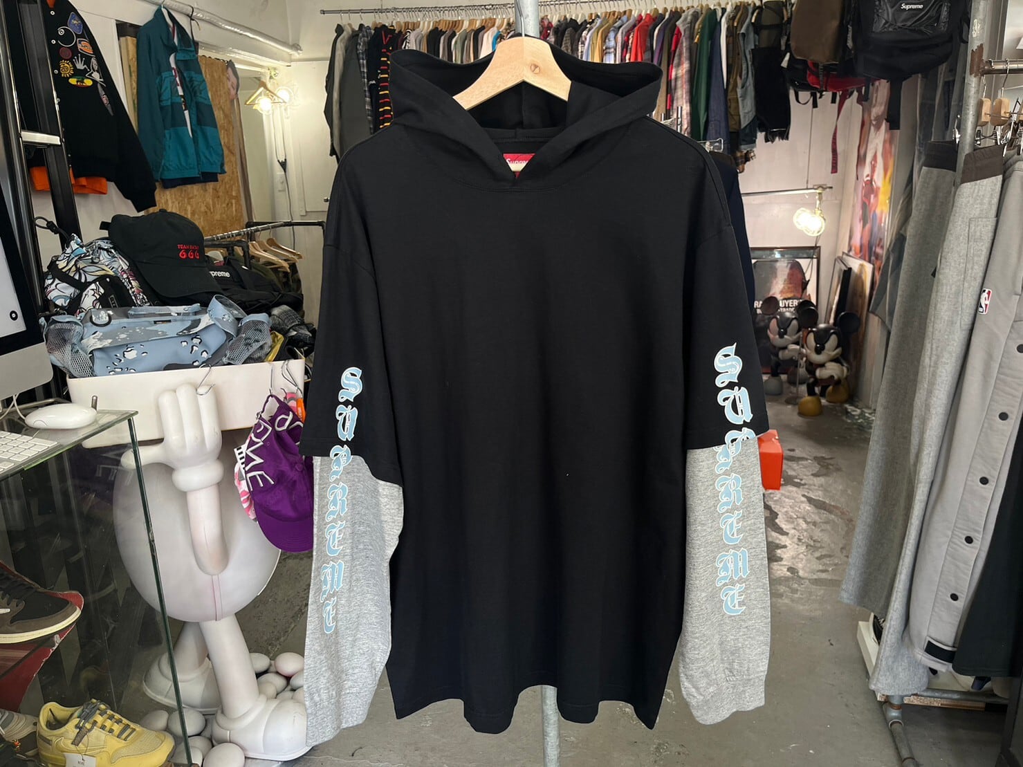 Supreme Layered Hooded L S Top Black - スケートボード