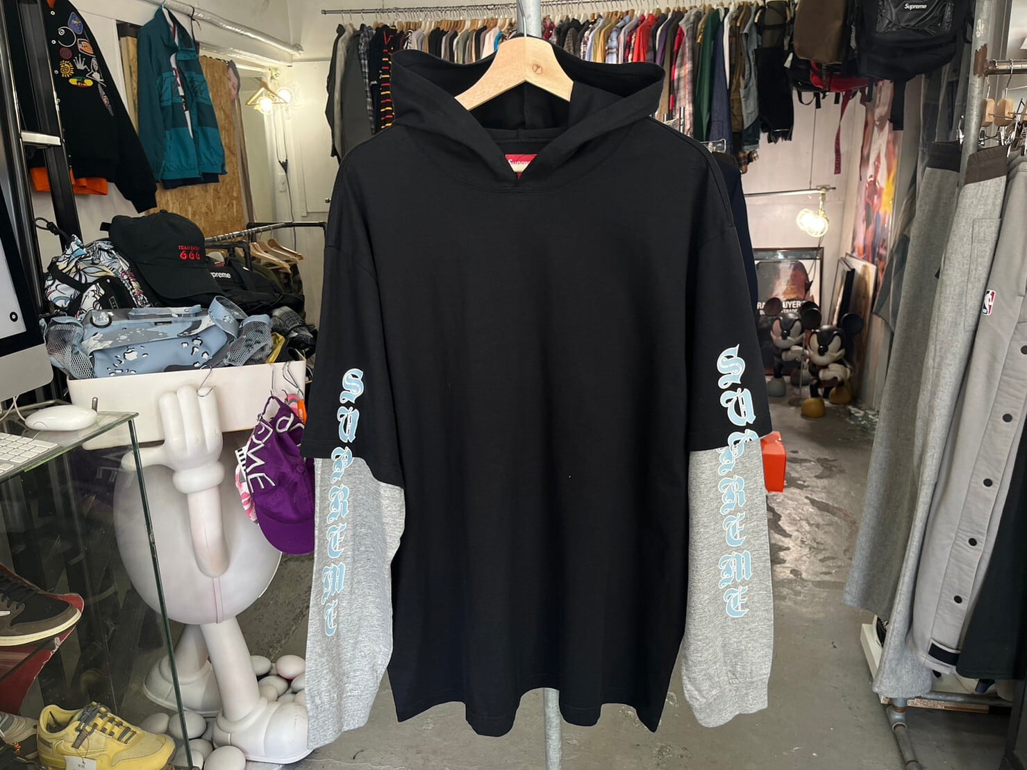Supreme LAYERED HOODED LS TOP BLACK XL 84629 | BRAND BUYERS OSAKA 
