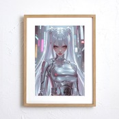 Cyber Valkyrie｜近未来の戦乙女を描いたサイバーパンクアートポスター｜力強さと美が共鳴するスタイリッシュインテリアA3ポスター