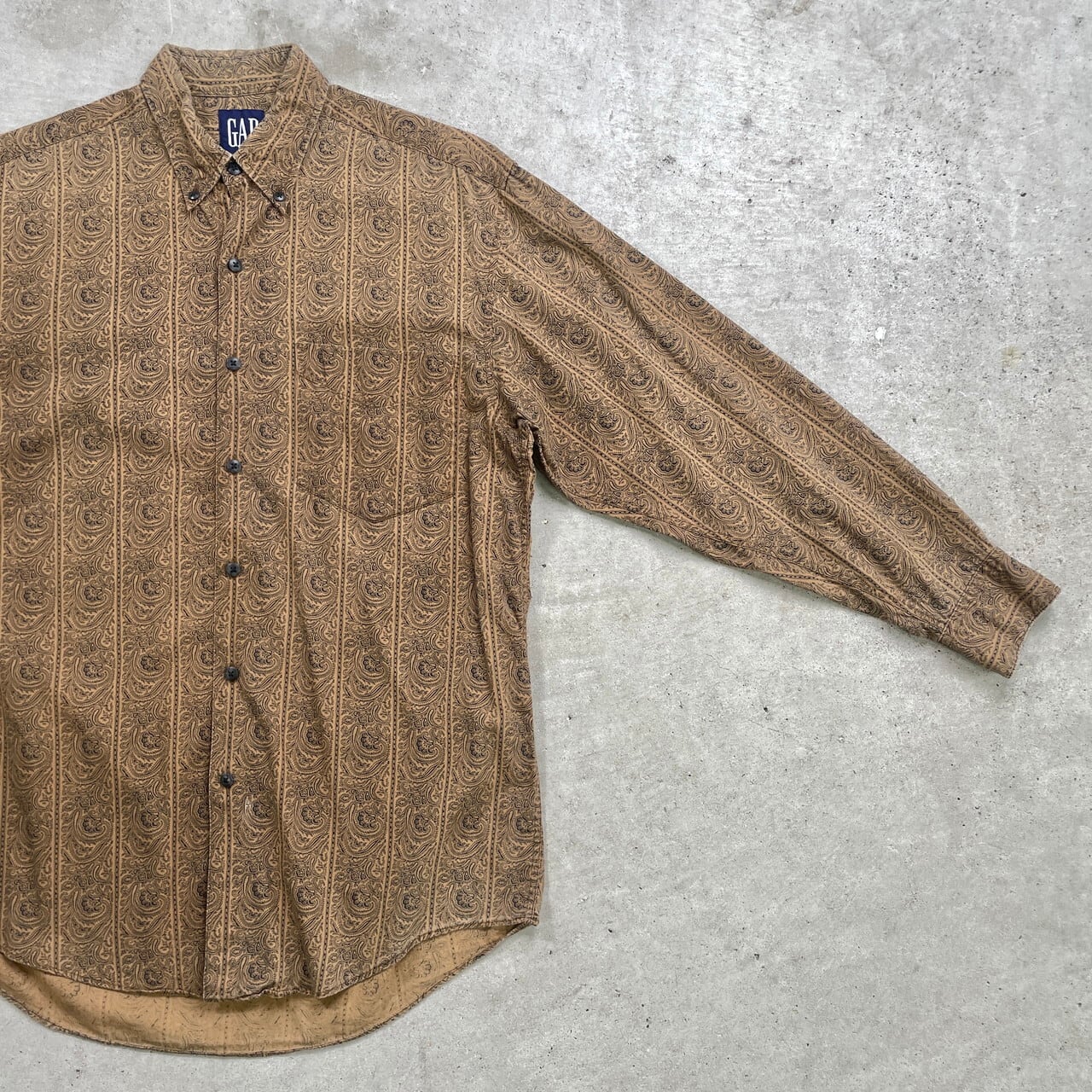 90年代 GAP オールドギャップ 長袖 ペイズリー柄シャツ メンズM相当