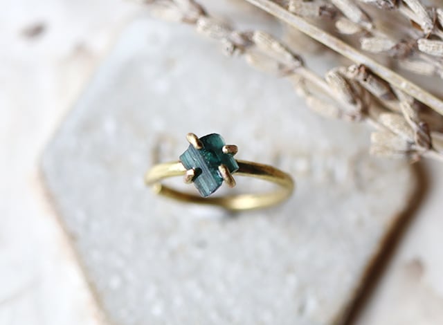 【一点物】原石グリーントルマリンのイヤーカフ/リング