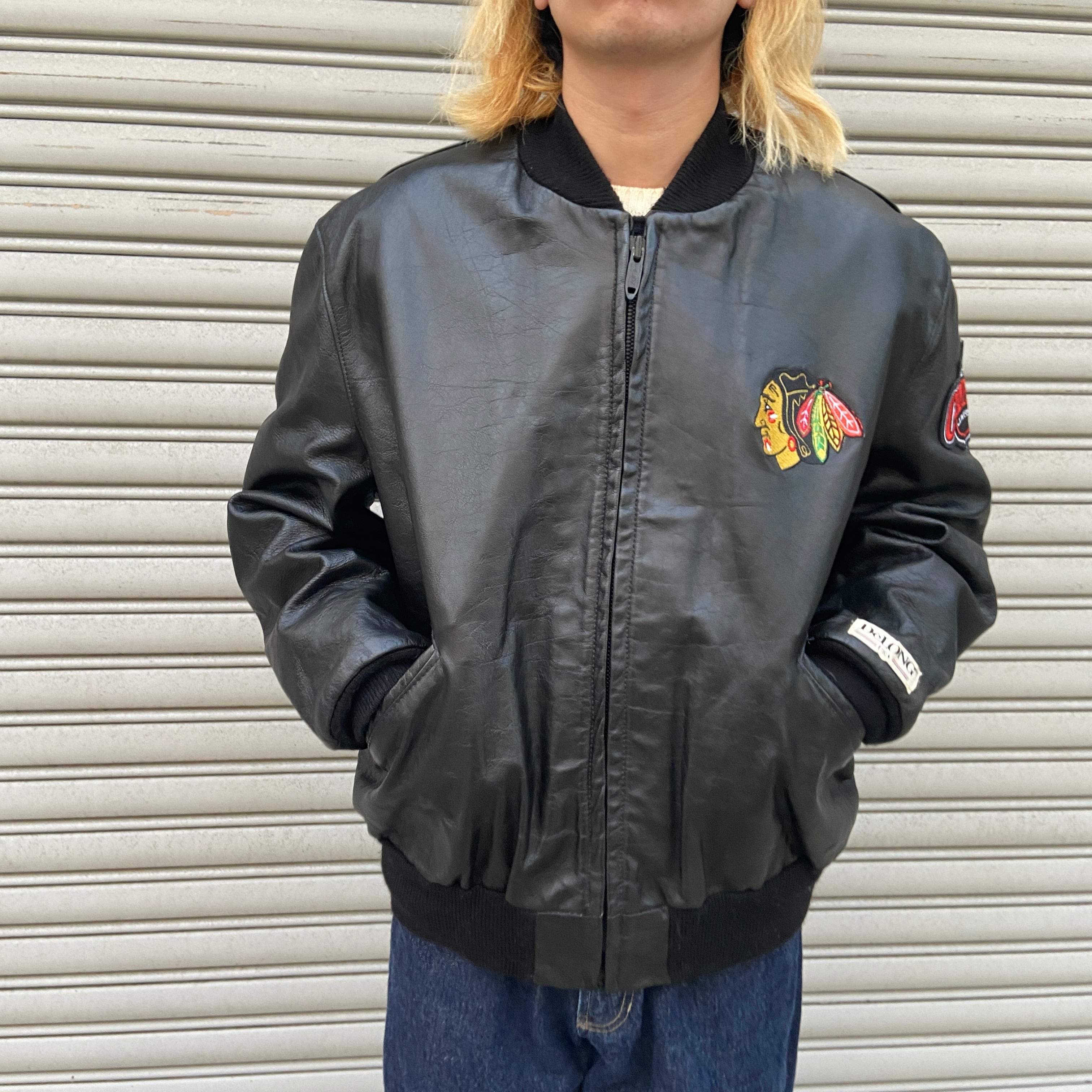 90s USA製 DELONG ナイロンアノラックパーカー ブラック XXL