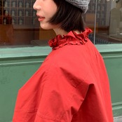 【3color】小フリルが揺れる物語色のハイネック綿シャツ《W0206》