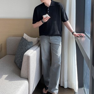 ケーブル風ニットポロシャツ　MT0080439