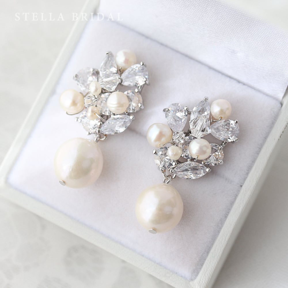 【受注生産品】キュービックジルコニア ブライダルピアス＆イヤリング Aurelie - オレリー | STELLA BRIDAL -  オシャレ花嫁さま御用達ウェディングアクセサリーショップ ＜ステラブライダル＞