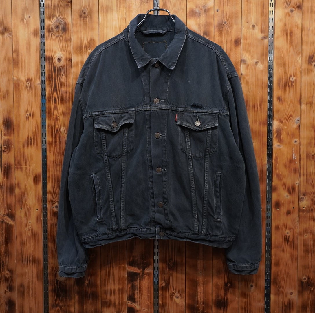 Levi's チュニジア製 ブラック 後染め デニムジャケット L〜XL位 /ユーロリーバイス Gジャン