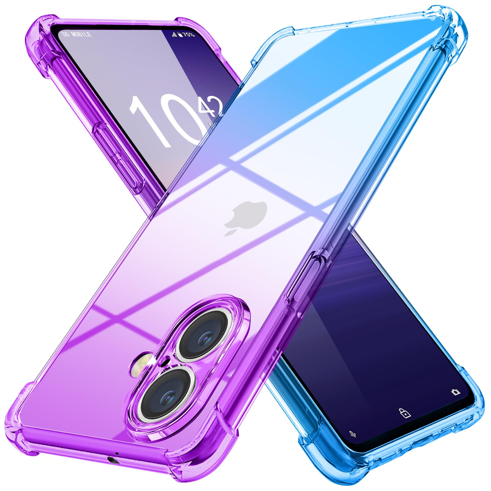 YDIHIHO 適合 iPhone 16 用のケース クリア 薄型 グラデーション色 耐衝撃 パープルブルー
