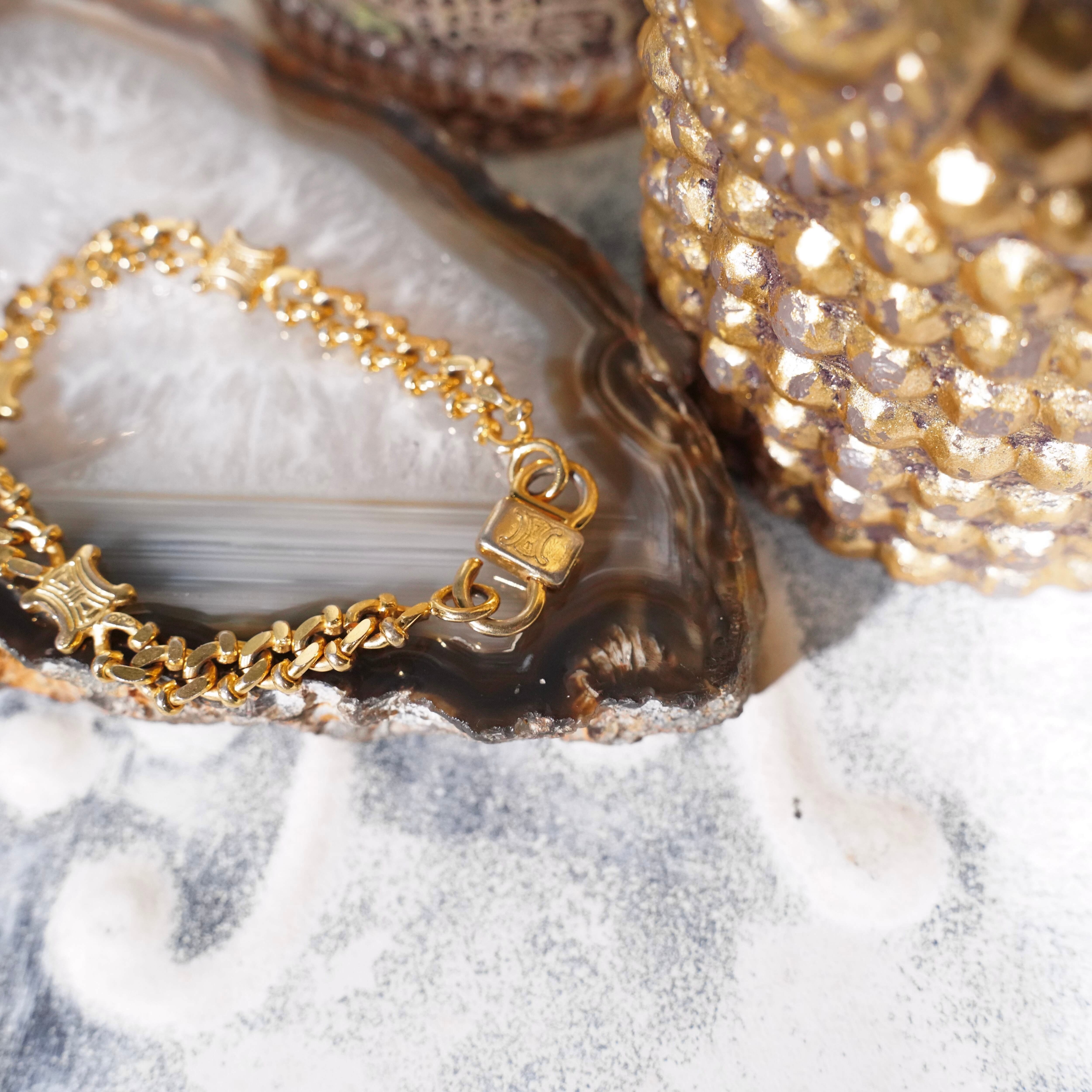 CELINE LOGO KIHEI GOLD CHAIN DESIGN BRACELET/セリーヌロゴ喜平