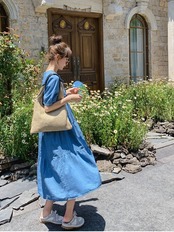 ブルーティアードワンピース D1329