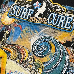 【GILDAN】イベント系 COASTAL EDGE SURF FOR THE CURE スウェット パーカー フーディー バックプリント M US古着