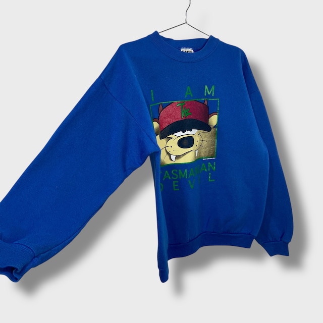 90s タズ キャラクタースウェット Looney Tunes USA製 L 青