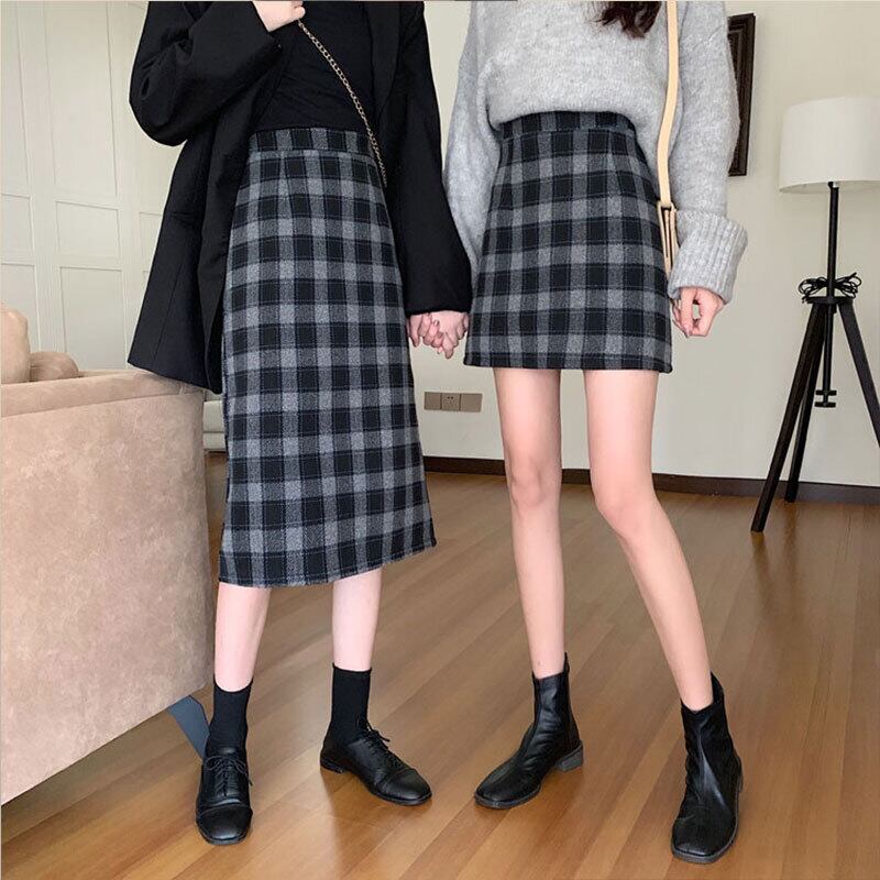 スタンダード格子柄スカート スプリングドレス Aラインルーズ レトロ 春物 萌量不足31365788947