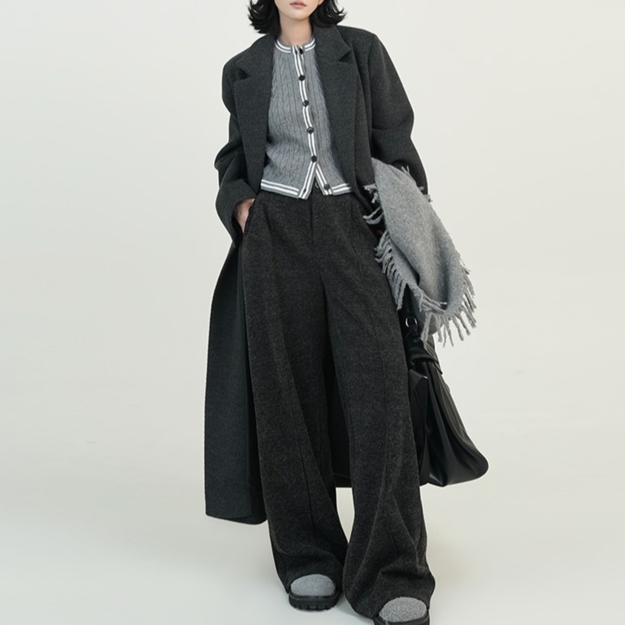 ダブルブレスト クラシカルロングコート H0044