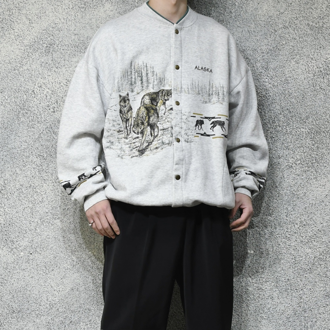 design wolf print sweat blouson