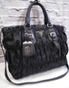 レア◆PRADA プラダ ギャザーデザイン ナイロンxレザー切替 ハンド・ショルダー2way トート バッグ 黒◆ 希少な2way仕様のギャザーモデル♪