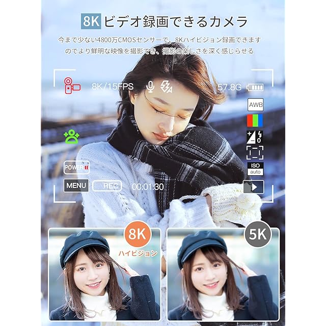 AiMike 8K WIFI転送機能 デジタルカメラ スマホに送れる デジカメ 8800