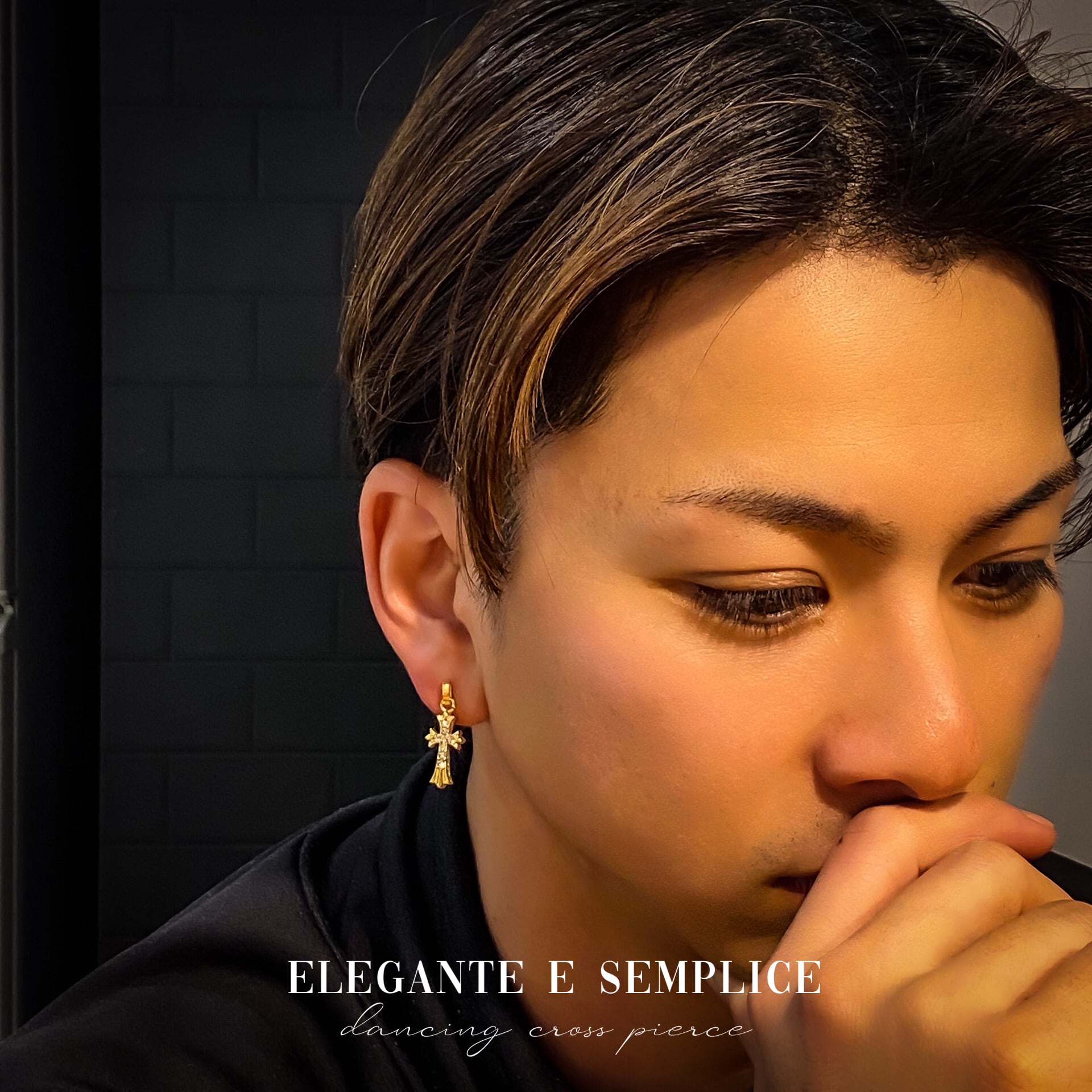 片耳のみ】316L Hawaiian cross zirconia pierce | ✯Lucliss Jewelry✯
