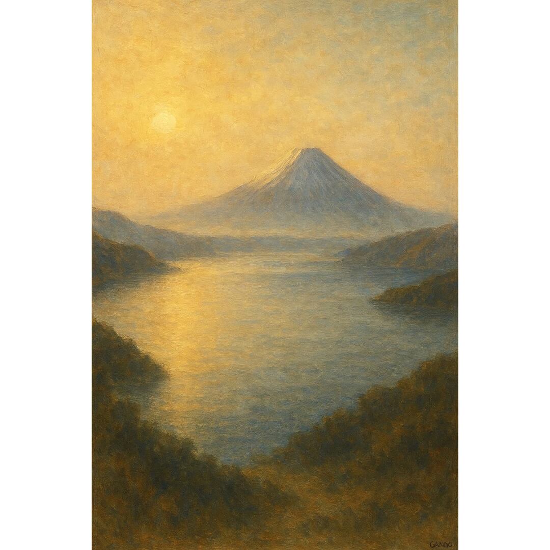 AI富士山】鶴(たづ)鳴き渡る富士 タンチョウ丹頂冬雪日本AI生成画像AI