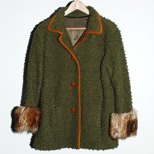 Vintage fur trimming wool jacket