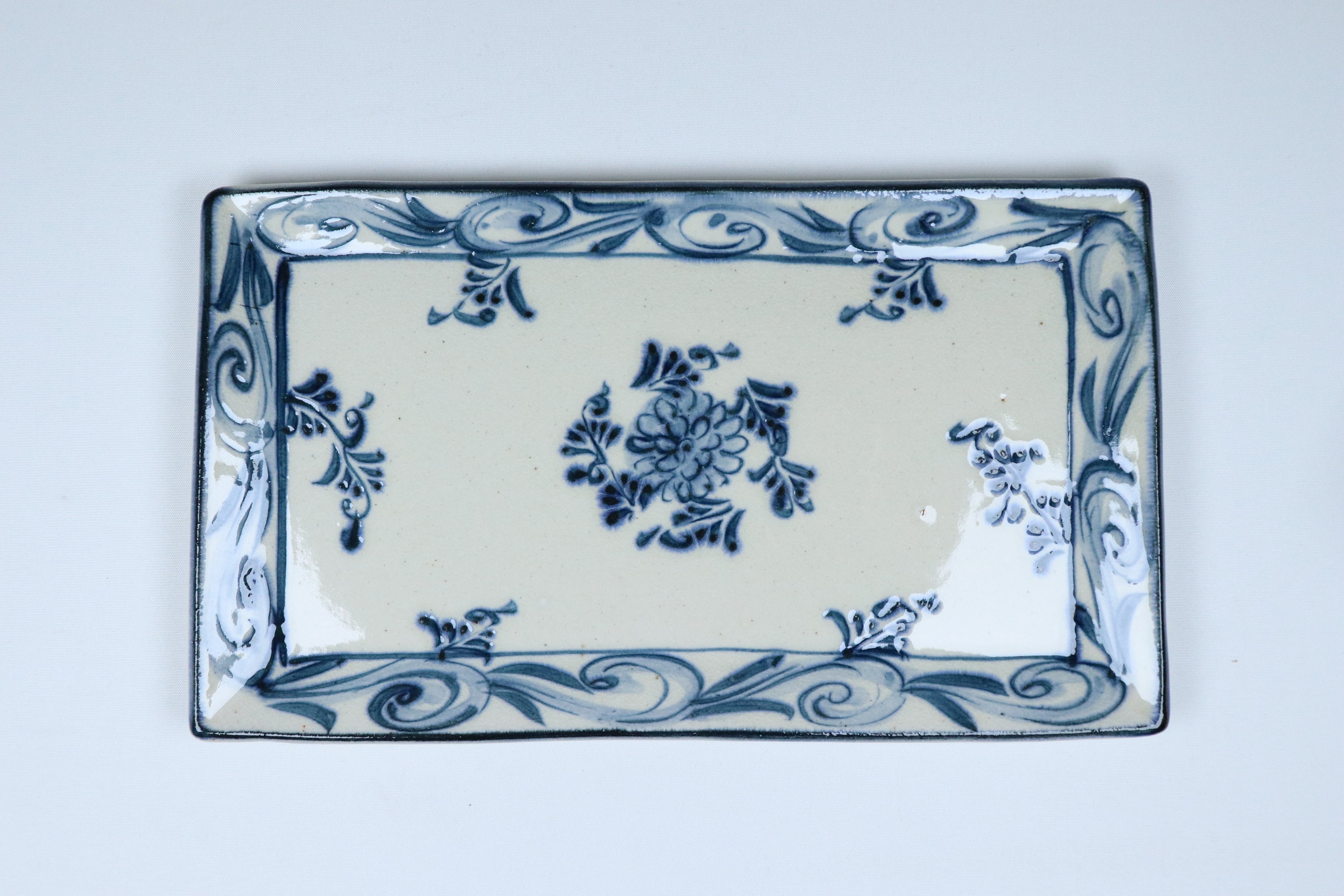 安南 長角プレート 草花【B級品 特価】